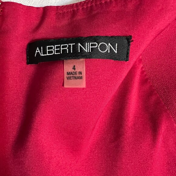Albert Nipon Pink Red Sheath Dress Size 4 Sleeveless Fitted Cocktail Career - Picture 5 of 12